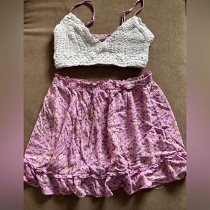 Indulge Lavender Floral Top and  Skirt set